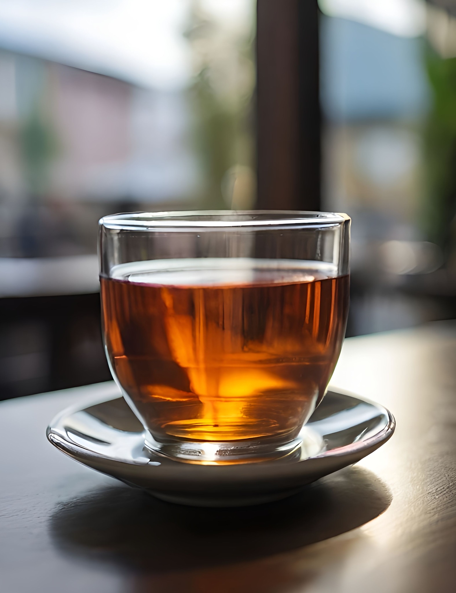 A cup of amber Darjeeling tea
